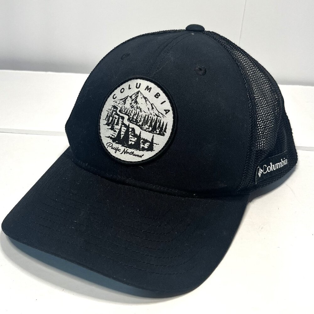Columbia Pacific Northwest Black Snap Back Truckers Outdoor Hat Cap